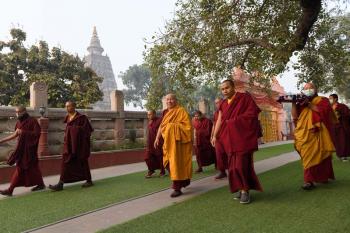 HE Zurmang Gharwang Rinpoche at the Mahabodhi Stupa